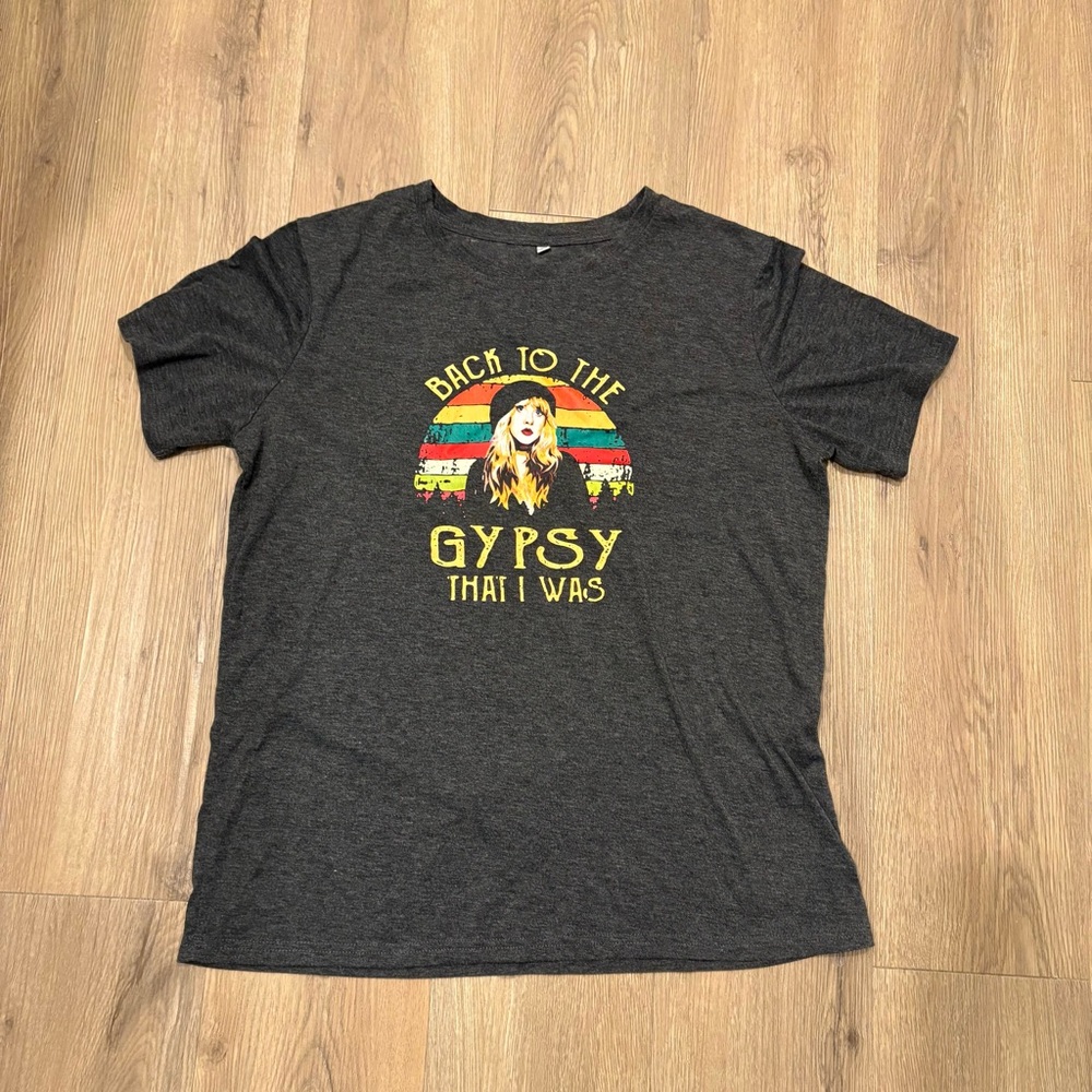 Vintage Style Charcoal Grey Womens Graphic Tee XL